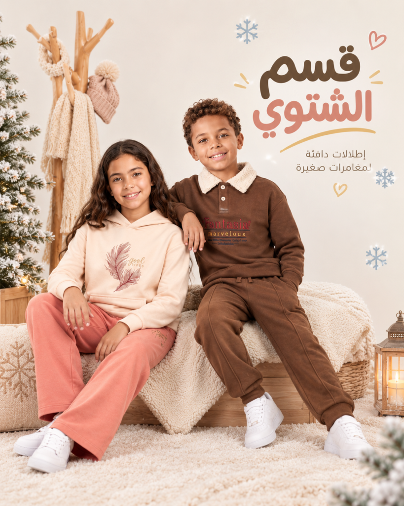 cozy winter kids fashion ad
